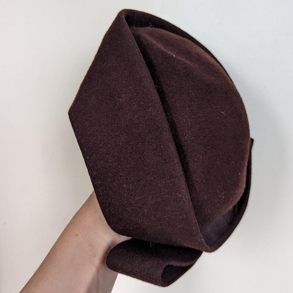 1940's WOOL TILT HAT 40's chocolate brown - Picture 6 of 7